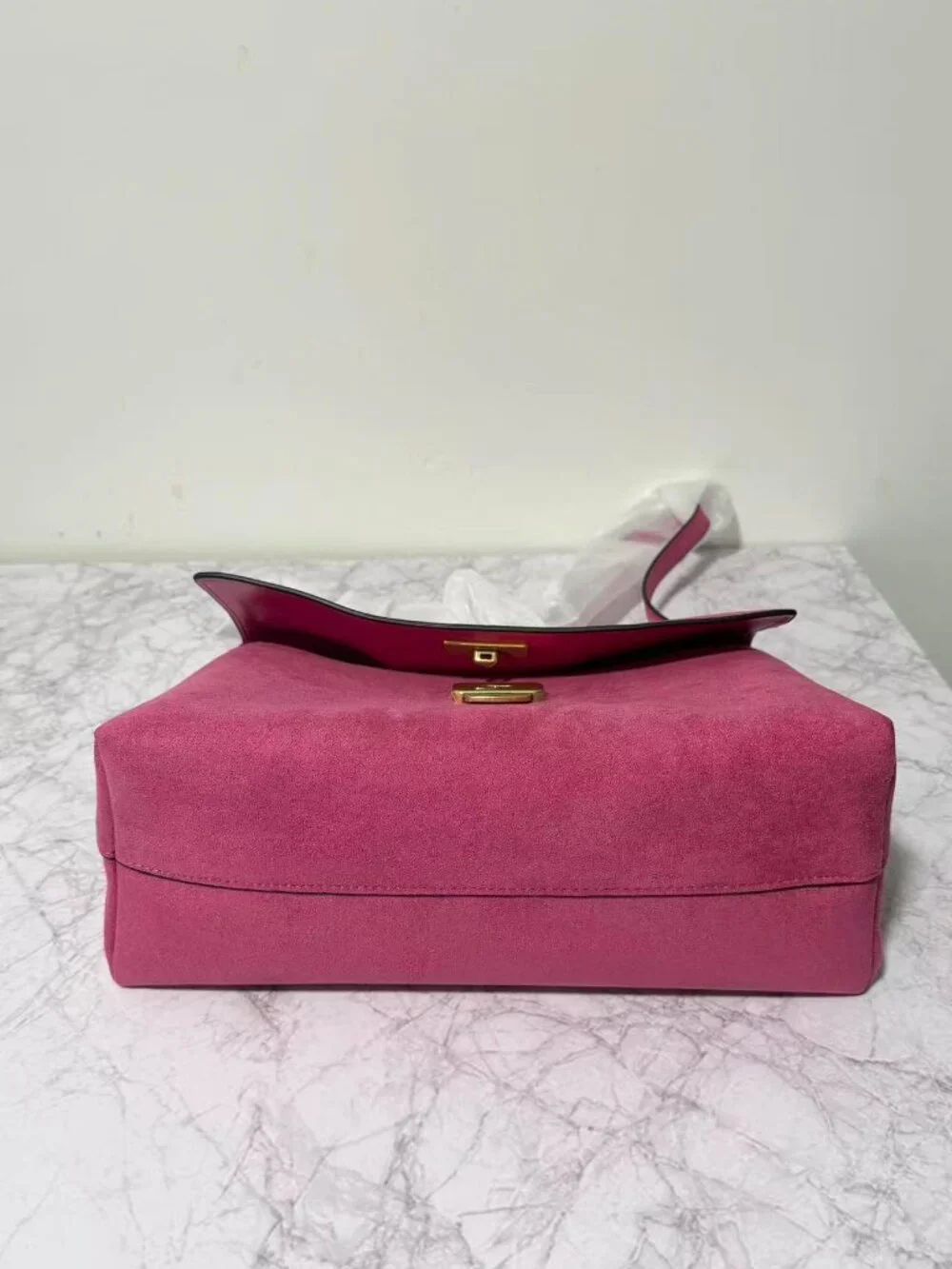 COACH Eliza Suede Flap Shoulder Bag, Pink